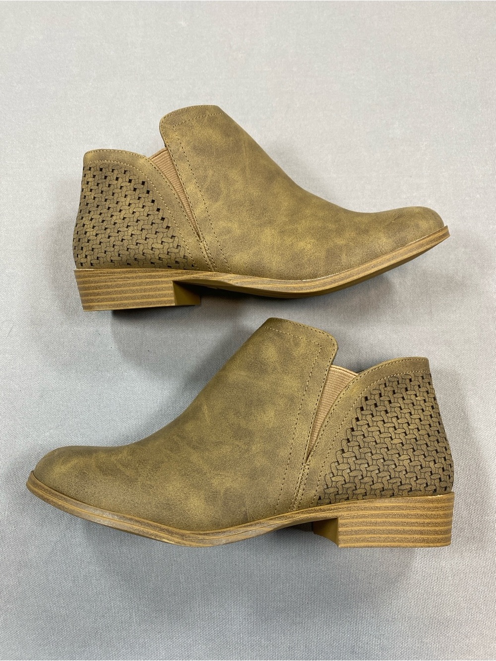 MIA Kids Tan Woven Back Ankle Booties